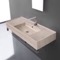 Beige Travertine Design Ceramic Wall Mounted Sink With Counter Space, Towel Bar Included